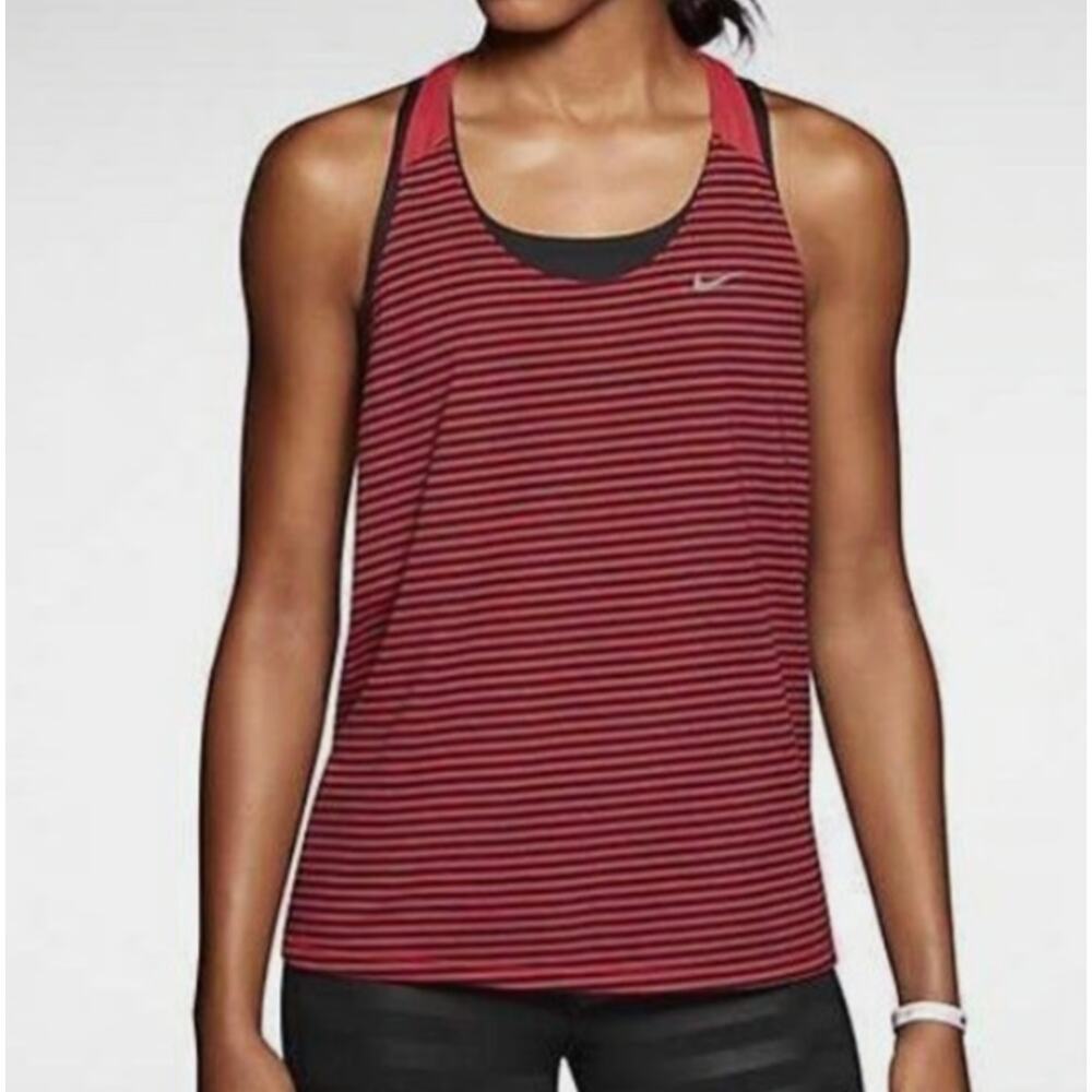 Nike Elastika Loose Tank Top Running‎ Tennis Tee Gym Solid Red Strip Medium